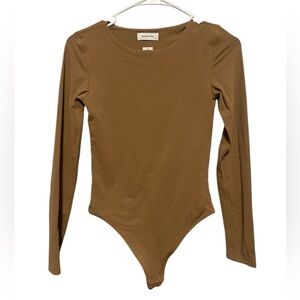 Babaton Aritzia Brown Contour Bodysuit Long Sleeve Small